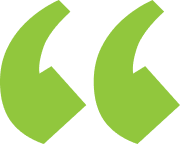 Large green quotation marks on a light gray background.